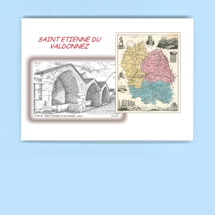 Cartes Postales impression Noir avec dpartement sur la ville de ST ETIENNE DU VALDONNEZ Titre : lavoir