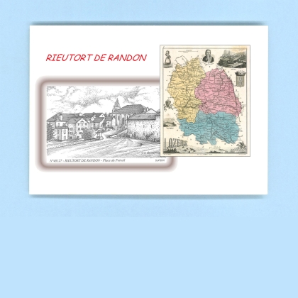 Cartes Postales impression Noir avec dpartement sur la ville de RIEUTORT DE RANDON Titre : place du foirail