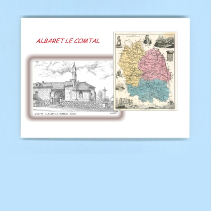 Cartes Postales impression Noir avec dpartement sur la ville de ALBARET LE COMTAL Titre : eglise