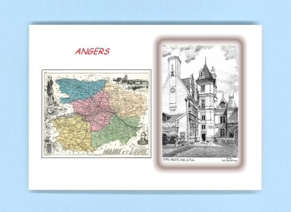 Cartes Postales impression Noir avec dpartement sur la ville de ANGERS Titre : hotel de pince