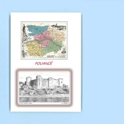 Cartes Postales impression Noir avec dpartement sur la ville de POUANCE Titre : chateau