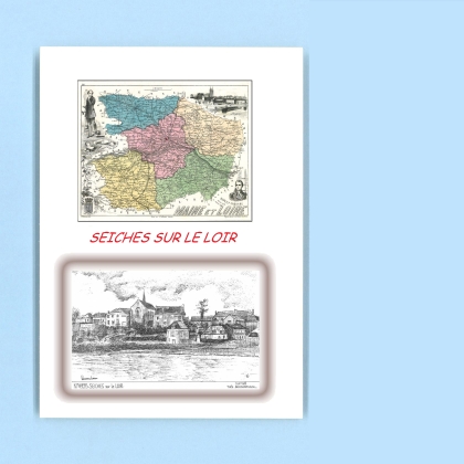 Cartes Postales impression Noir avec dpartement sur la ville de SEICHES SUR LE LOIR Titre : vue