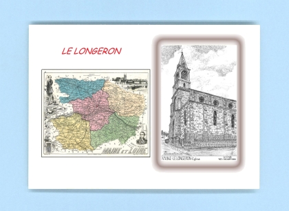 Cartes Postales impression Noir avec dpartement sur la ville de LE LONGERON Titre : eglise