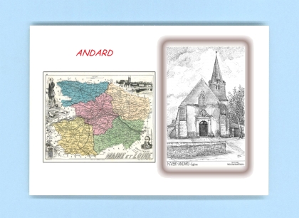 Cartes Postales impression Noir avec dpartement sur la ville de ANDARD Titre : eglise