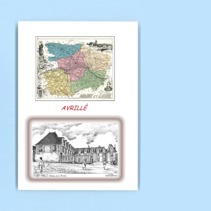 Cartes Postales impression Noir avec dpartement sur la ville de AVRILLE Titre : chateau de la perriere