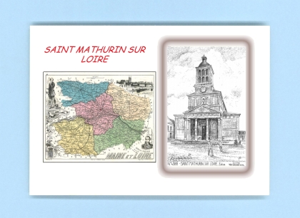 Cartes Postales impression Noir avec dpartement sur la ville de ST MATHURIN SUR LOIRE Titre : eglise