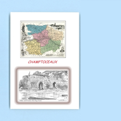 Cartes Postales impression Noir avec dpartement sur la ville de CHAMPTOCEAUX Titre : pont a peage fortifie