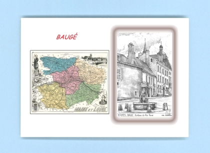 Cartes Postales impression Noir avec dpartement sur la ville de BAUGE Titre : fontaine du roi rene