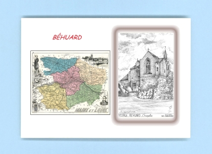 Cartes Postales impression Noir avec dpartement sur la ville de BEHUARD Titre : chapelle