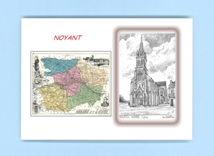 Cartes Postales impression Noir avec dpartement sur la ville de NOYANT Titre : eglise