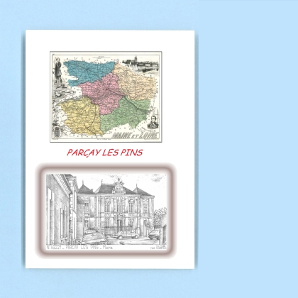 Cartes Postales impression Noir avec dpartement sur la ville de PARCAY LES PINS Titre : mairie