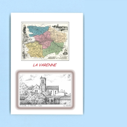 Cartes Postales impression Noir avec dpartement sur la ville de LA VARENNE Titre : eglise