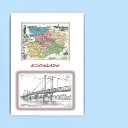 Cartes Postales impression Noir avec dpartement sur la ville de BOUCHEMAINE Titre : pont