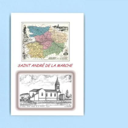 Cartes Postales impression Noir avec dpartement sur la ville de ST ANDRE DE LA MARCHE Titre : eglise