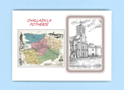 Cartes Postales impression Noir avec dpartement sur la ville de CHALLAIN LA POTHERIE Titre : eglise
