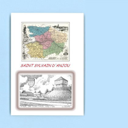 Cartes Postales impression Noir avec dpartement sur la ville de ST SYLVAIN D ANJOU Titre : chateau a motte