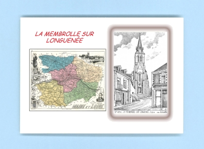 Cartes Postales impression Noir avec dpartement sur la ville de LA MEMBROLLE SUR LONGUENEE Titre : eglise