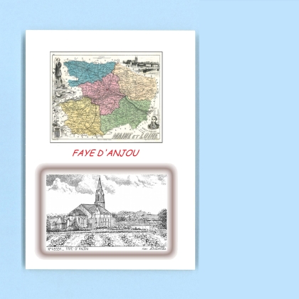 Cartes Postales impression Noir avec dpartement sur la ville de FAYE D ANJOU Titre : vue