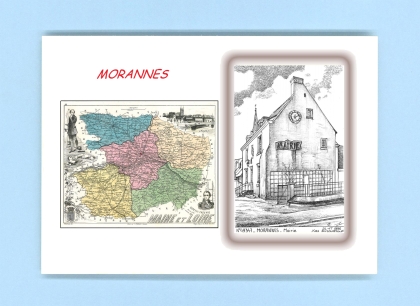 Cartes Postales impression Noir avec dpartement sur la ville de MORANNES Titre : mairie