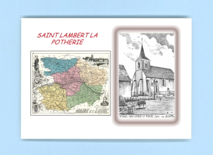 Cartes Postales impression Noir avec dpartement sur la ville de ST LAMBERT LA POTHERIE Titre : eglise