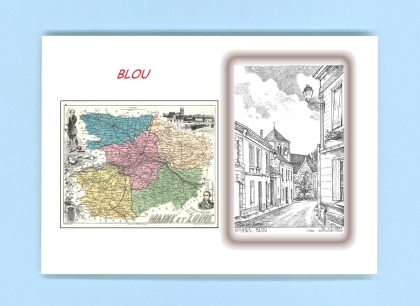 Cartes Postales impression Noir avec dpartement sur la ville de BLOU Titre : vue