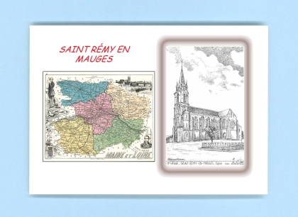 Cartes Postales impression Noir avec dpartement sur la ville de ST REMY EN MAUGES Titre : eglise