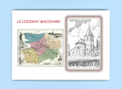Cartes Postales impression Noir avec dpartement sur la ville de LE COUDRAY MACOUARD Titre : eglise