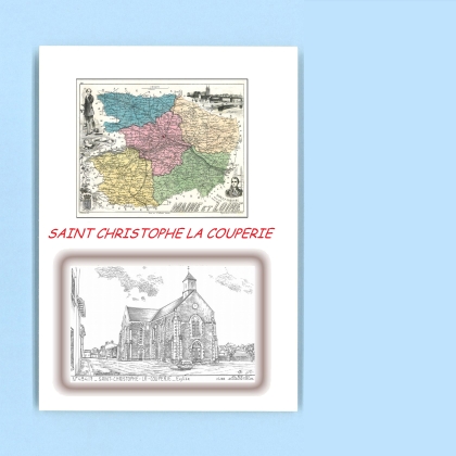 Cartes Postales impression Noir avec dpartement sur la ville de ST CHRISTOPHE LA COUPERIE Titre : eglise