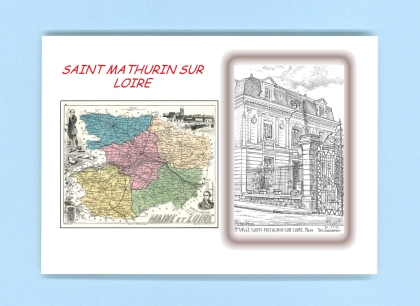 Cartes Postales impression Noir avec dpartement sur la ville de ST MATHURIN SUR LOIRE Titre : mairie