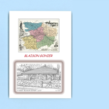 Cartes Postales impression Noir avec dpartement sur la ville de BLAISON GOHIER Titre : lavoir