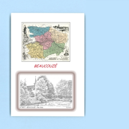 Cartes Postales impression Noir avec dpartement sur la ville de BEAUCOUZE Titre : plan d eau