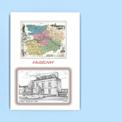 Cartes Postales impression Noir avec dpartement sur la ville de VAUDELNAY Titre : mairie