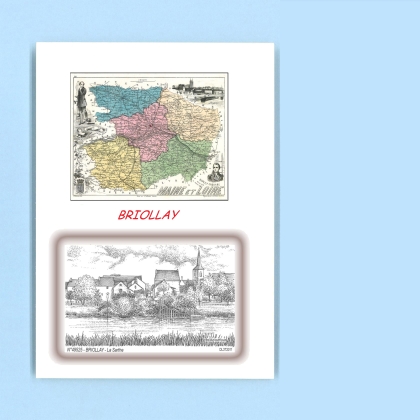 Cartes Postales impression Noir avec dpartement sur la ville de BRIOLLAY Titre : la sarthe