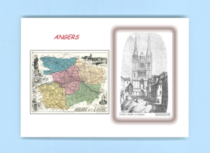 Cartes Postales impression Noir avec dpartement sur la ville de ANGERS Titre : la cathedrale