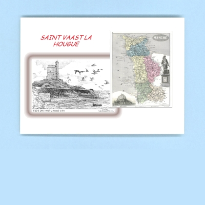 Cartes Postales impression Noir avec dpartement sur la ville de ST VAAST LA HOUGUE Titre : le fort