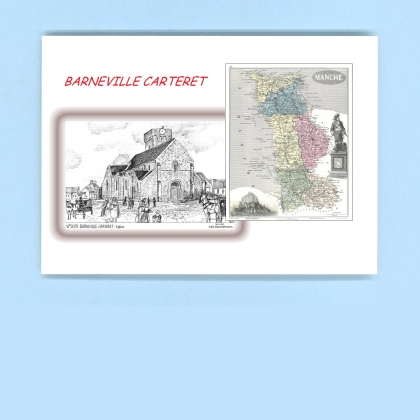Cartes Postales impression Noir avec dpartement sur la ville de BARNEVILLE CARTERET Titre : eglise