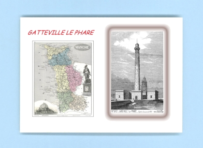 Cartes Postales impression Noir avec dpartement sur la ville de GATTEVILLE LE PHARE Titre : vue