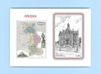 Cartes Postales impression Noir avec dpartement sur la ville de PERIERS Titre : mairie