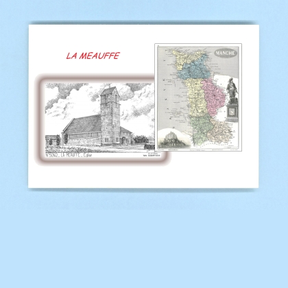 Cartes Postales impression Noir avec dpartement sur la ville de LA MEAUFFE Titre : eglise