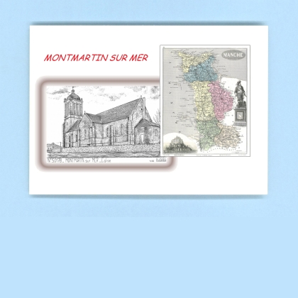 Cartes Postales impression Noir avec dpartement sur la ville de MONTMARTIN SUR MER Titre : eglise