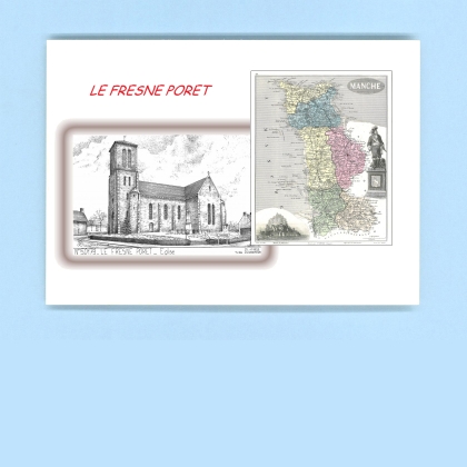 Cartes Postales impression Noir avec dpartement sur la ville de LE FRESNE PORET Titre : eglise