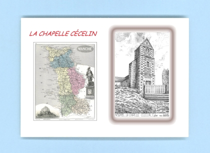 Cartes Postales impression Noir avec dpartement sur la ville de LA CHAPELLE CECELIN Titre : eglise