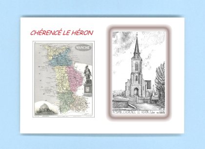 Cartes Postales impression Noir avec dpartement sur la ville de CHERENCE LE HERON Titre : eglise