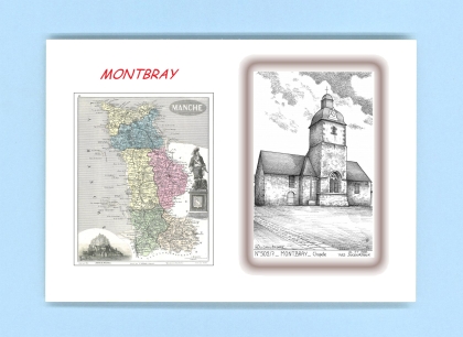 Cartes Postales impression Noir avec dpartement sur la ville de MONTBRAY Titre : chapelle