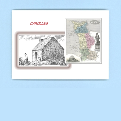 Cartes Postales impression Noir avec dpartement sur la ville de CAROLLES Titre : cabane vauban