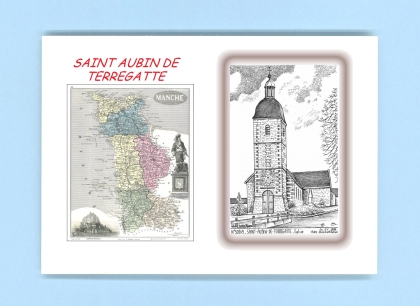 Cartes Postales impression Noir avec dpartement sur la ville de ST AUBIN DE TERREGATTE Titre : eglise
