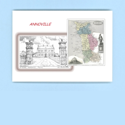 Cartes Postales impression Noir avec dpartement sur la ville de ANNOVILLE Titre : mairie
