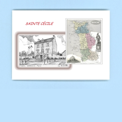 Cartes Postales impression Noir avec dpartement sur la ville de STE CECILE Titre : mairie