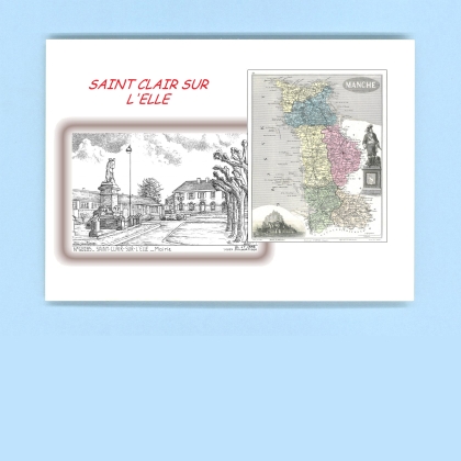 Cartes Postales impression Noir avec dpartement sur la ville de ST CLAIR SUR L ELLE Titre : mairie
