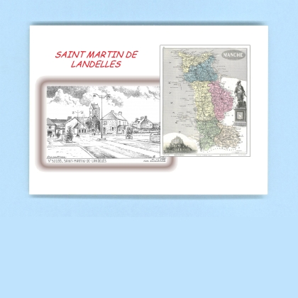 Cartes Postales impression Noir avec dpartement sur la ville de ST MARTIN DE LANDELLES Titre : vue